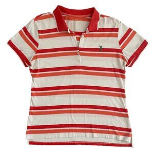 U.S. Polo Assn. Women’s Red & White Striped 100% Cotton Shirt Preppy Size L